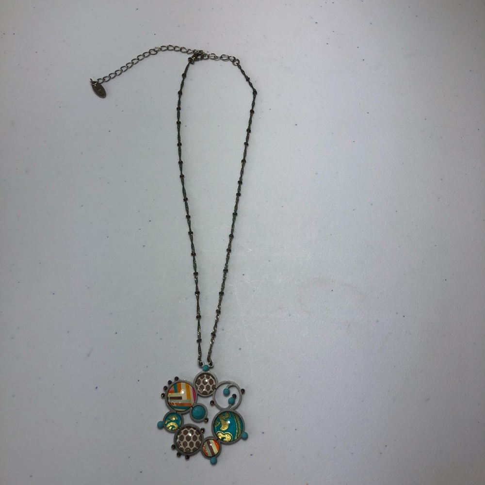 Vacation Beachy Cruise Wear Teal Blue Flower Necklace & Earrings by zoky doky - Picture 8 of 12